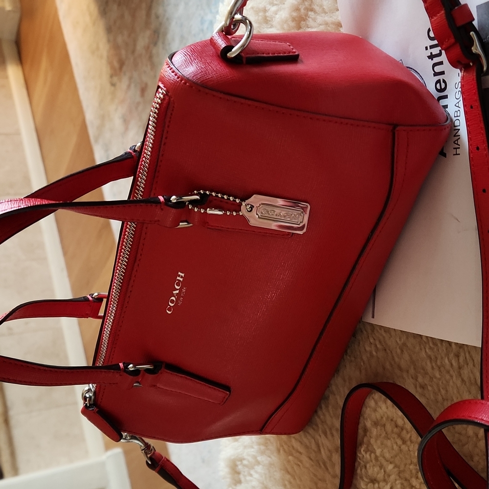 NWOT Coach Saffiano Small Red Leather Satchel/Crossbody ❤️💄 - Picture 13 of 15